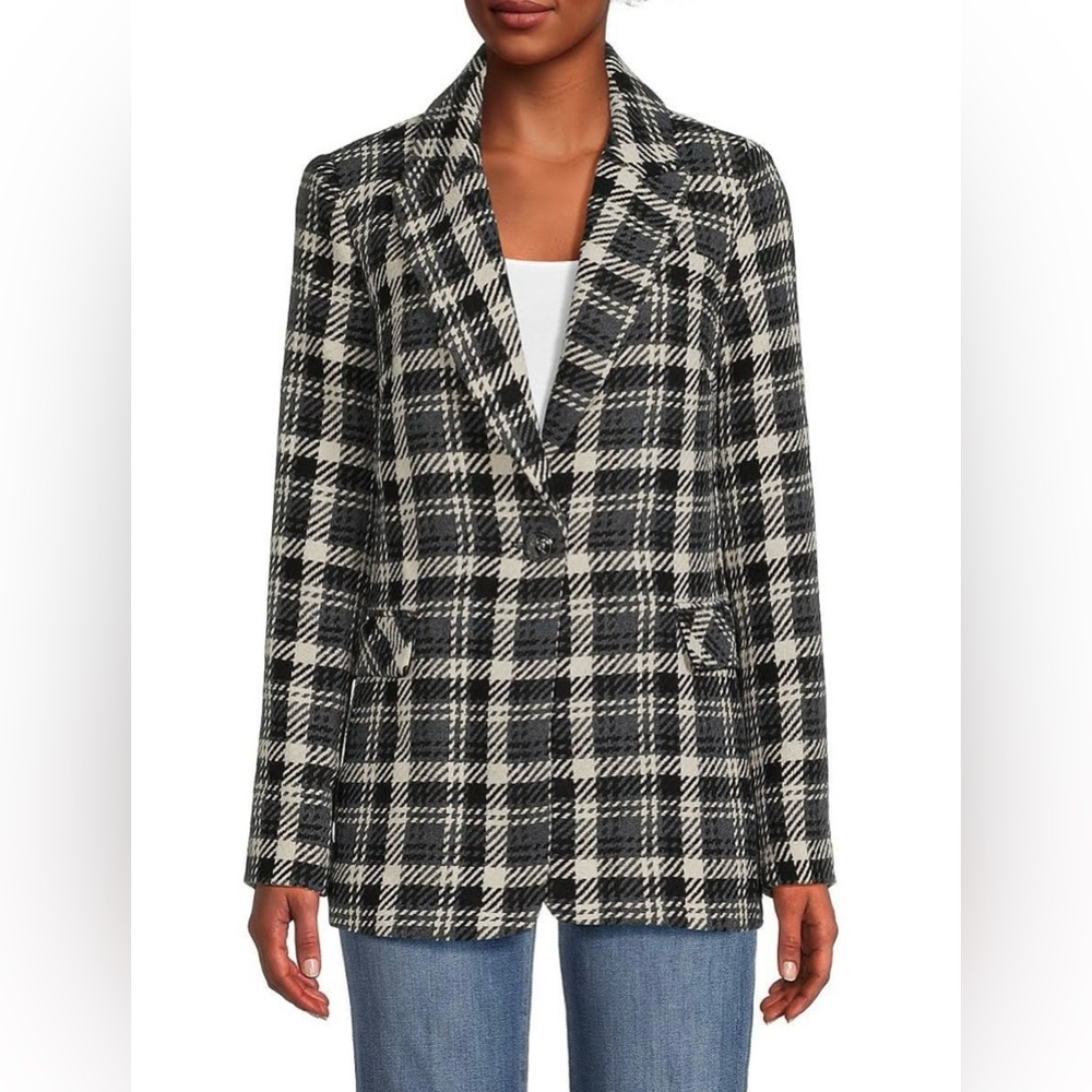 Elie Tahari Black & White Bouclé Wool Blend Blazer Size SP - Picture 2 of 11